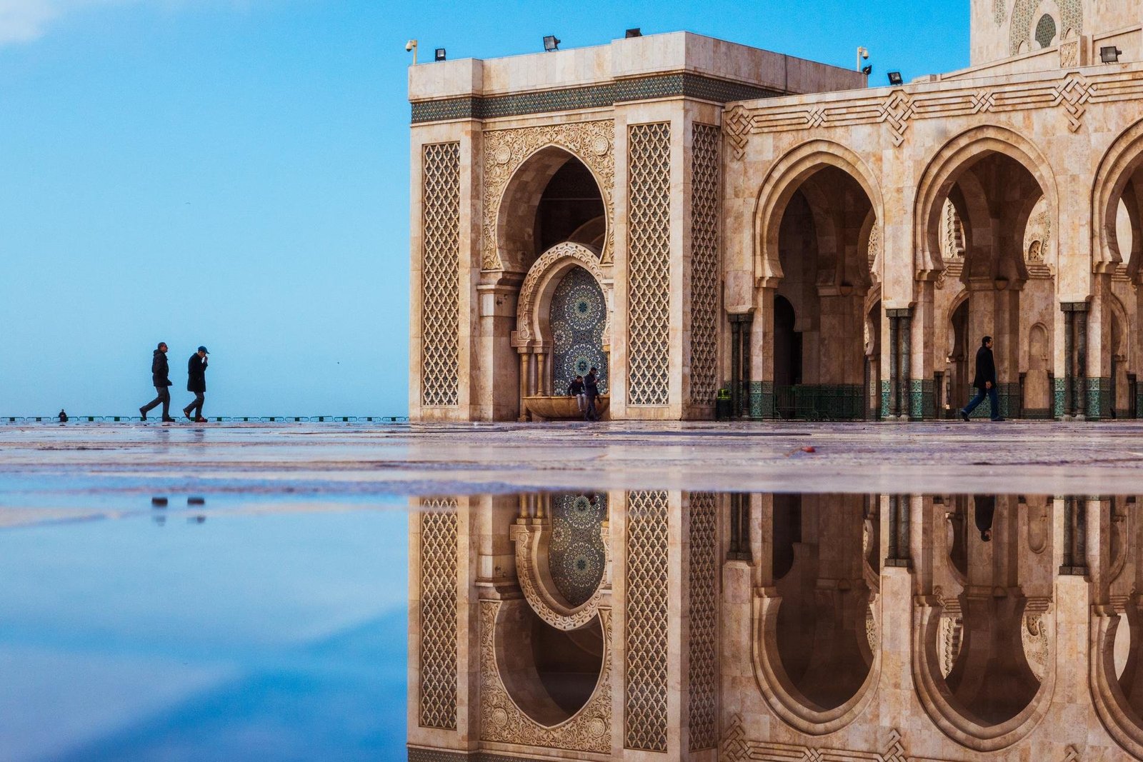 Casablanca cityscape with Hassan II Mosque overlooking the ocean