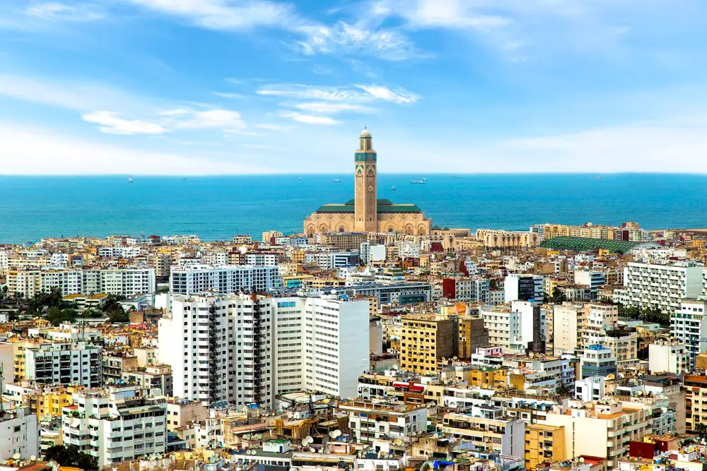 Casablanca cityscape with Hassan II Mosque